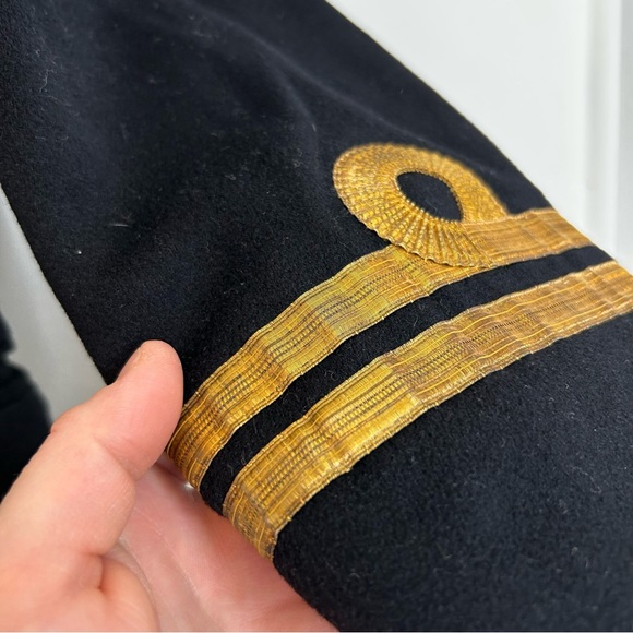 Vintage 60s Royal Navy Lieutenant Rank Military Dress Jacket Gieves Black Navy - Picture 9 of 16